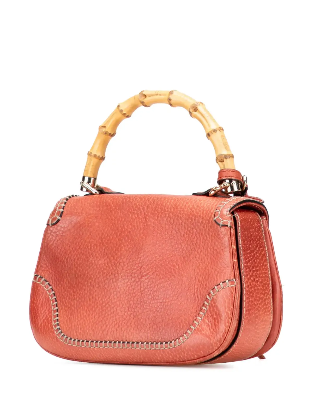 Gucci Pre-Owned 2000-2015年製 レザー バンブー・サッチェル レッド - 画像3