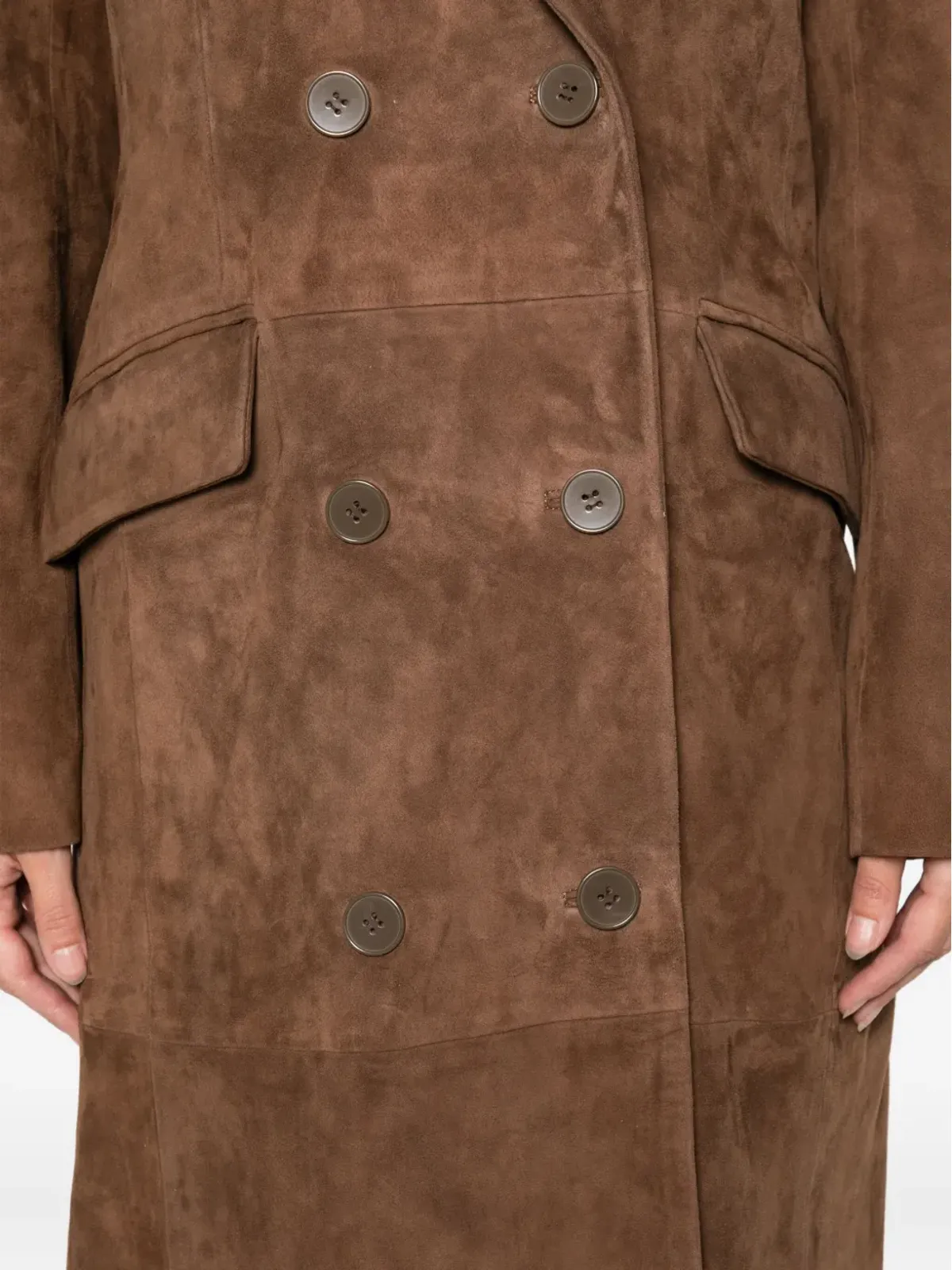 ducie Aggie ダブルブレスト スエード ロングコート - 画像5