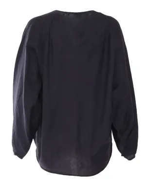 ASPESI balloon-sleeve tie-neck top - Blue - サムネイル2