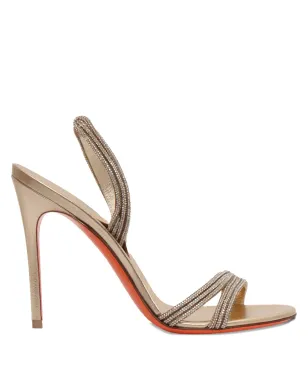 Santoni クリスタル装飾ストラップヒールサンダル - ゴールド - サムネイル1