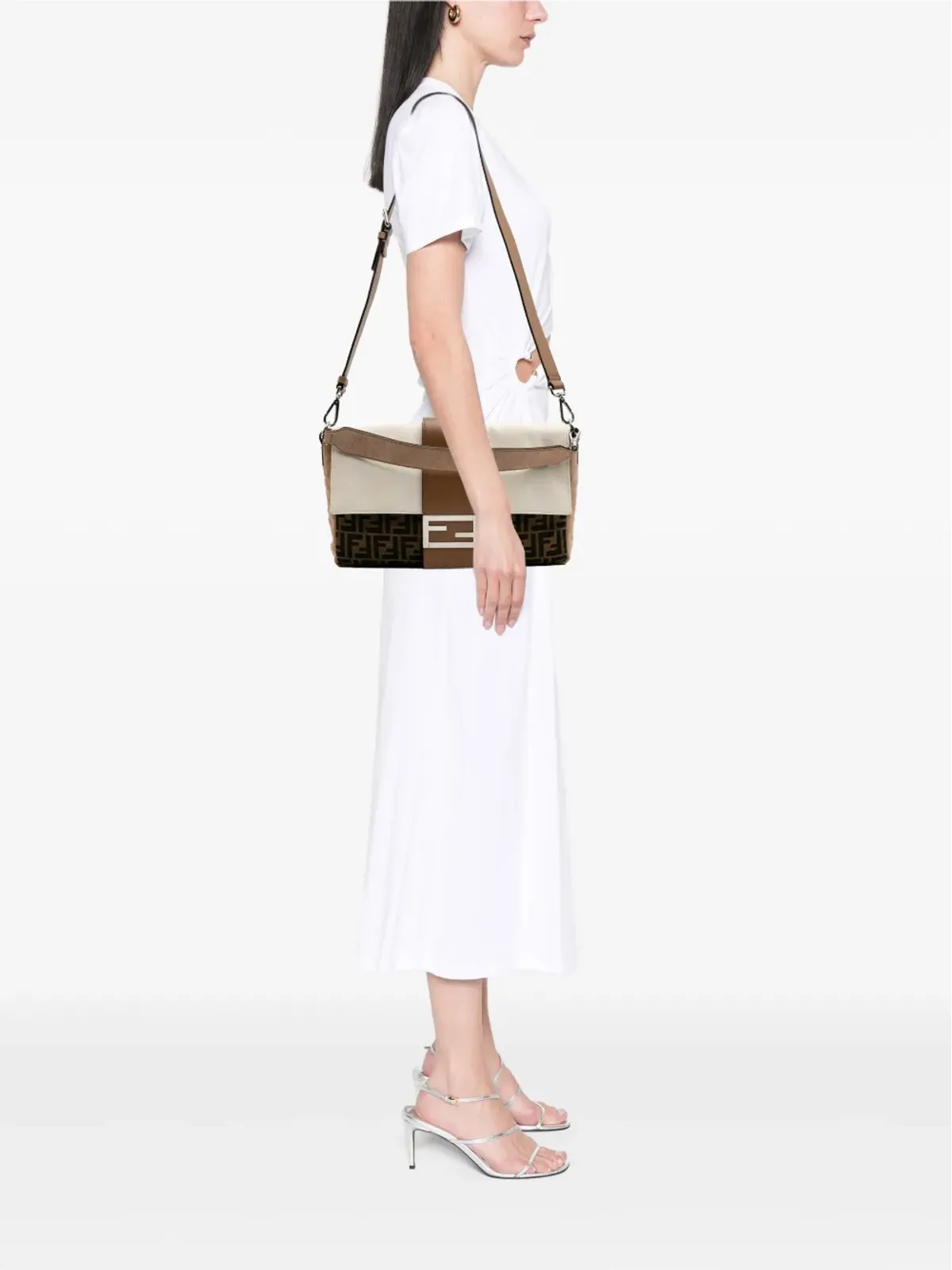 Fendi ZuccaとPequin キャンバス コンバーチブル バゲット サッチェル - 画像2