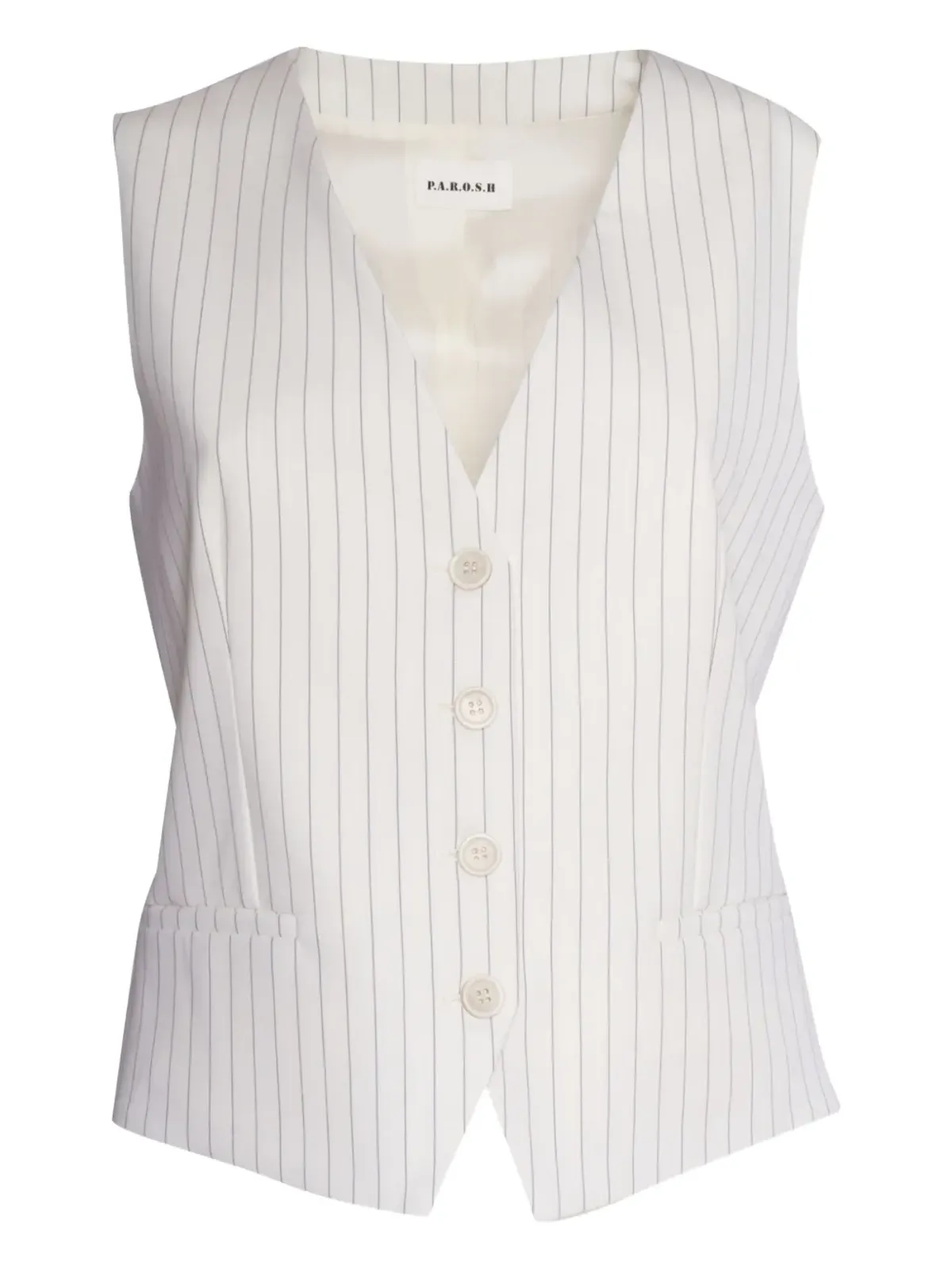 P.A.R.O.S.H. pinstripe buttoned waistcoat - White - 画像1