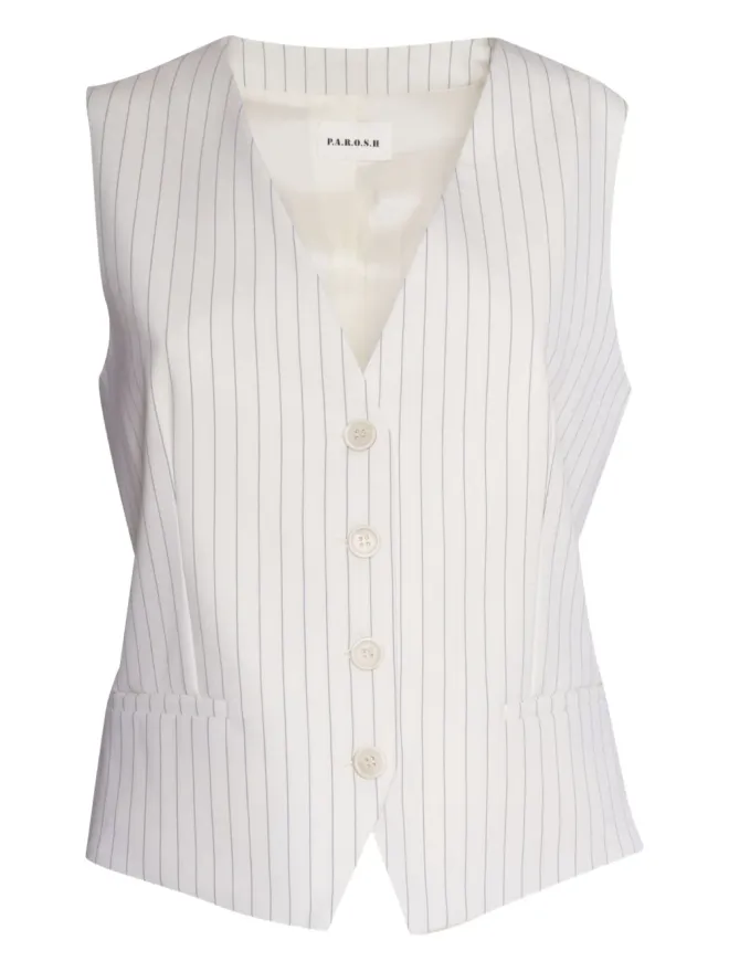 P.A.R.O.S.H. P.A.R.O.S.H. pinstripe buttoned waistcoat - Whiteの商品画像