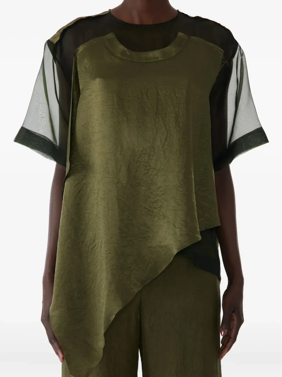 Jason Wu Collection アシンメトリーヘムのシワ加工Tシャツ - 画像1