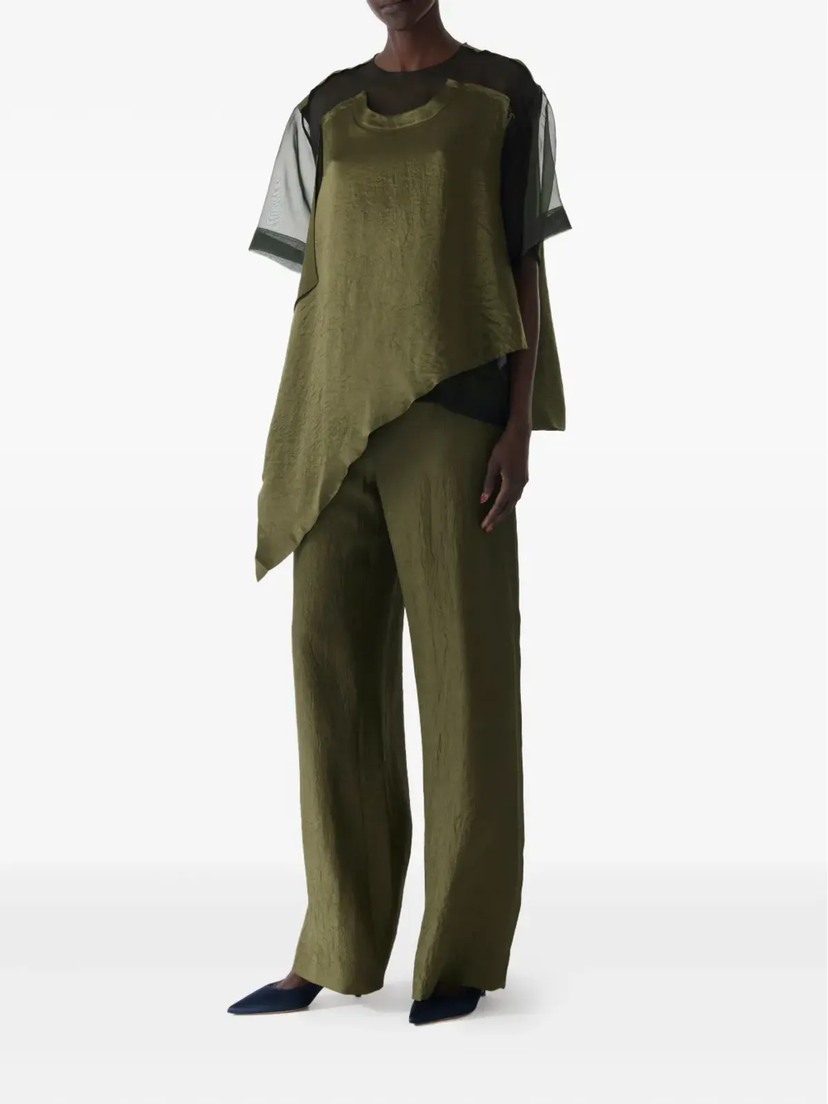 Jason Wu Collection アシンメトリーヘムのシワ加工Tシャツ - 画像3