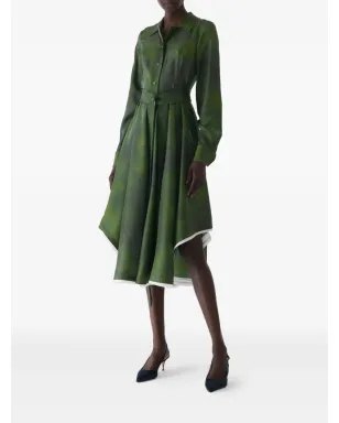 Jason Wu Collection スモッジドキャンバス ベルテッド ツイル ドレス（グリーン） - サムネイル3