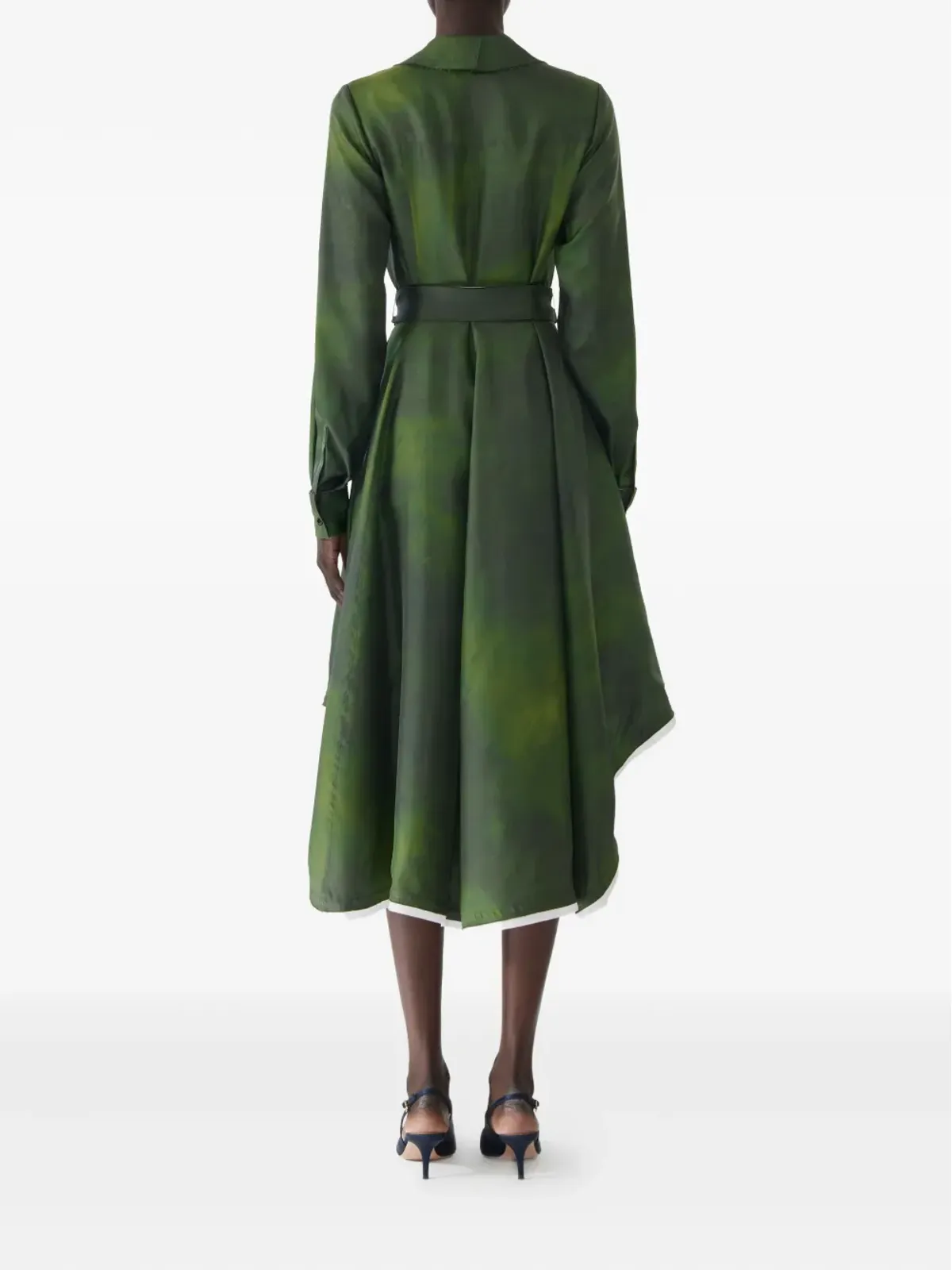 Jason Wu Collection スモッジドキャンバス ベルテッド ツイル ドレス（グリーン） - 画像4