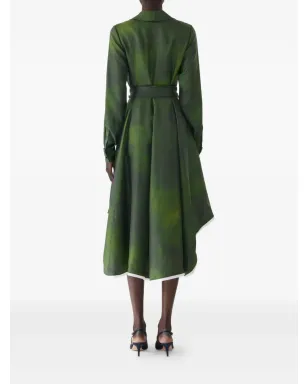 Jason Wu Collection スモッジドキャンバス ベルテッド ツイル ドレス（グリーン） - サムネイル4