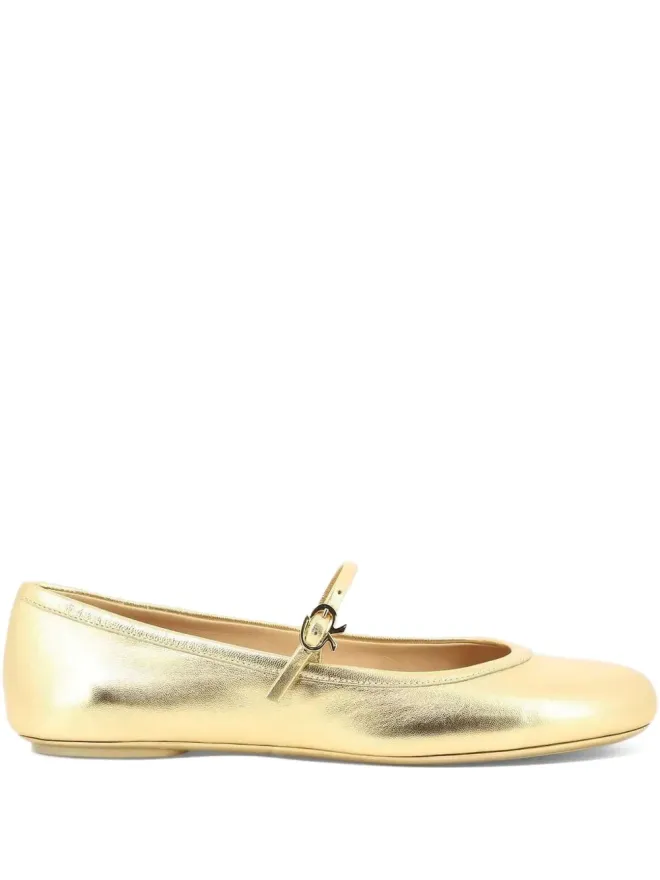 Gianvito Rossi Gianvito Rossi バックルストラップ付き丸トゥ バレエフラット - Yellowの商品画像