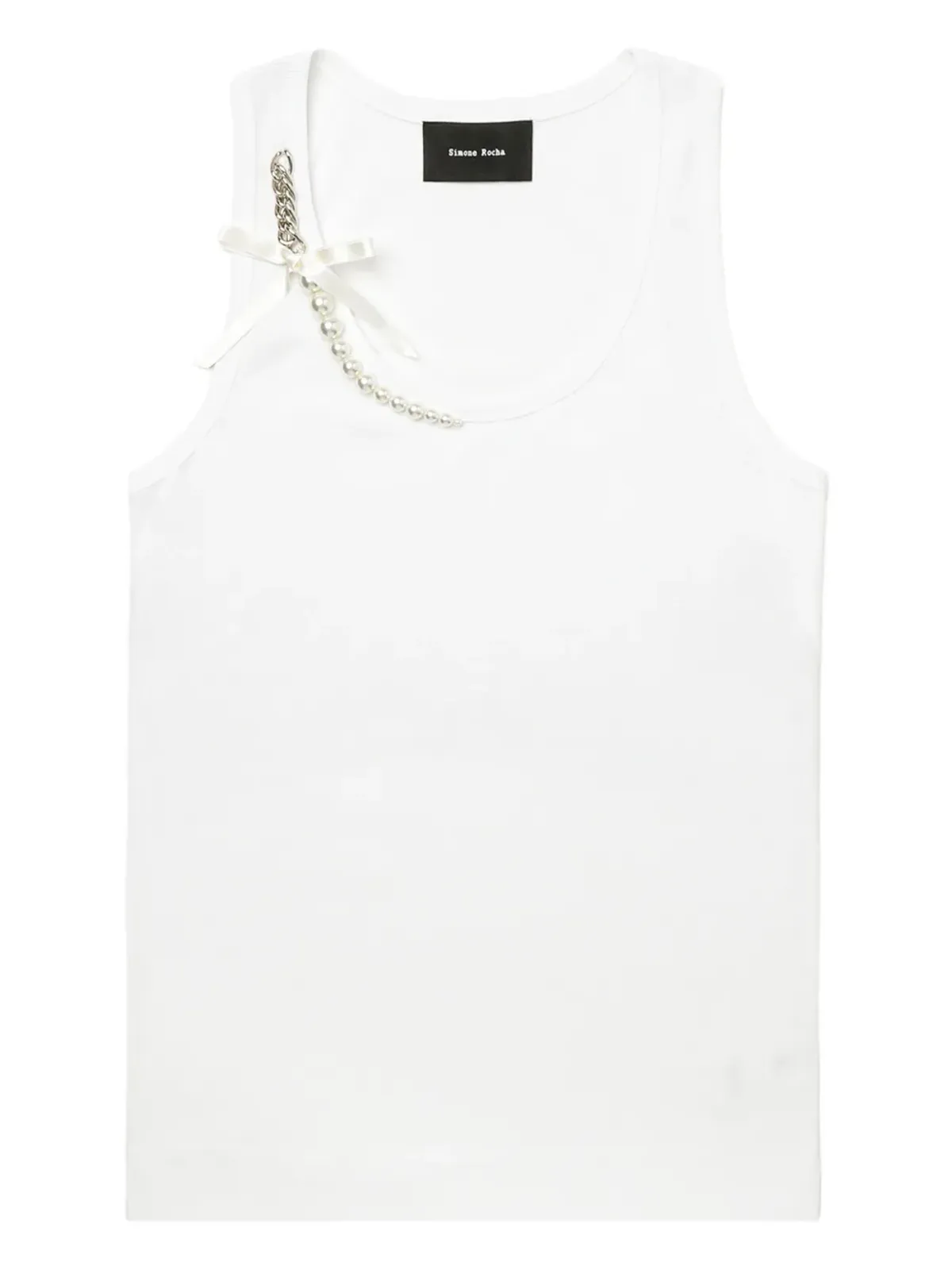 Simone Rocha パールチェーン装飾タンクトップ - 画像1