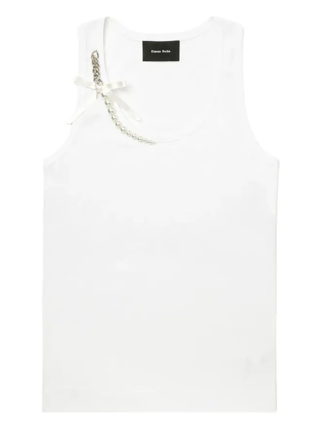 Simone Rocha Simone Rocha パールチェーン装飾タンクトップの商品画像
