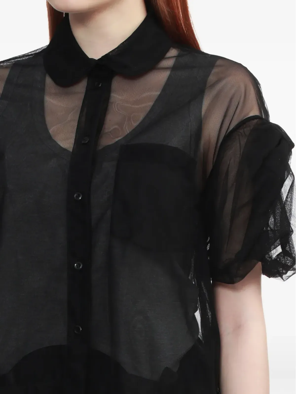 Simone Rocha 黒のシアー パフスリーブ シャツ - 画像5
