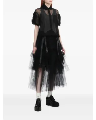 Simone Rocha 黒のシアー パフスリーブ シャツ - サムネイル2