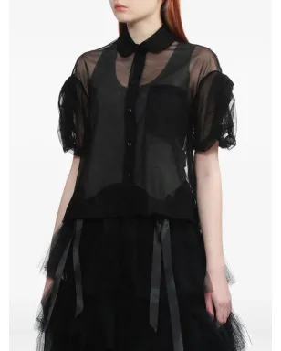 Simone Rocha 黒のシアー パフスリーブ シャツ - サムネイル3