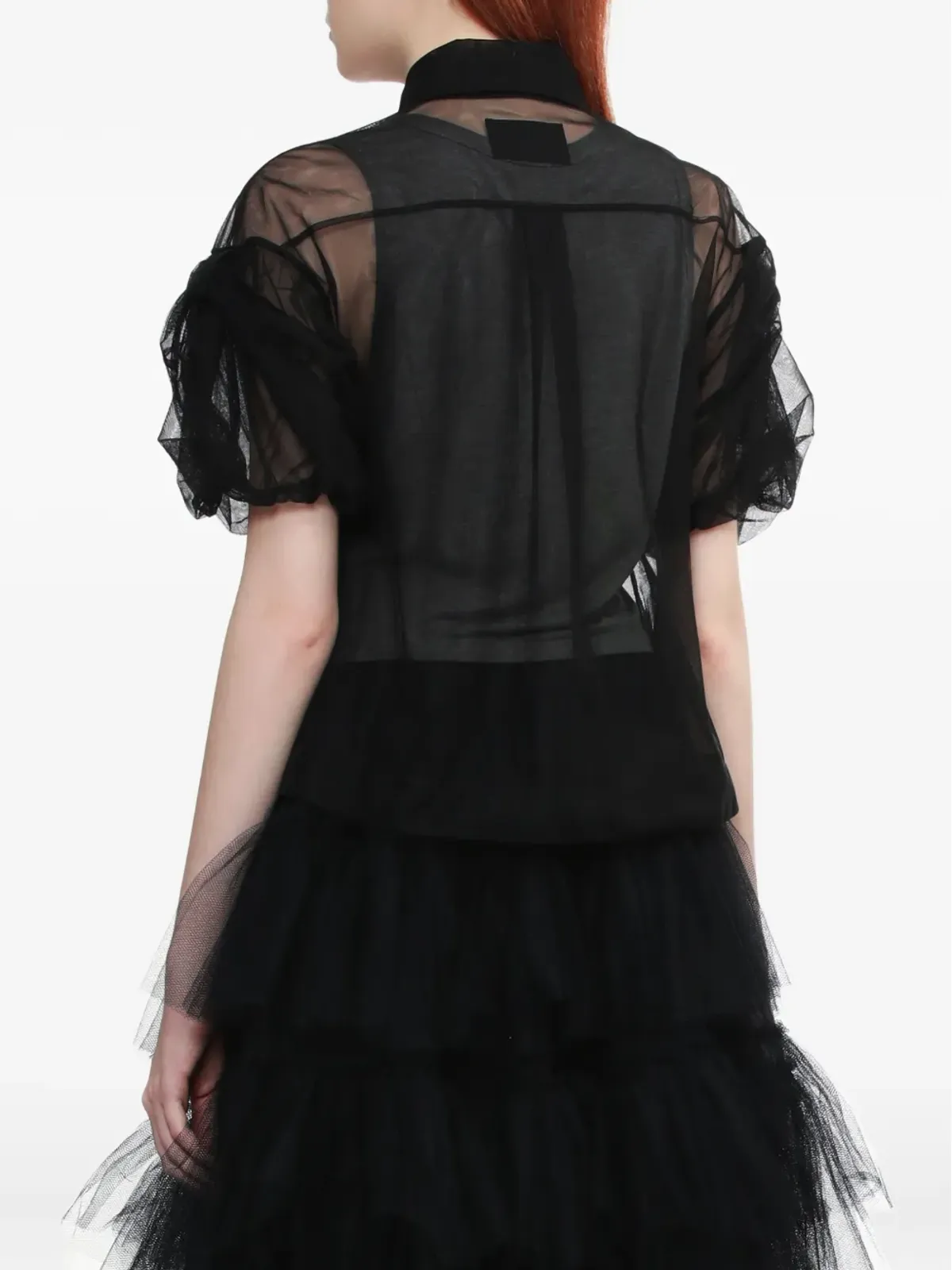 Simone Rocha 黒のシアー パフスリーブ シャツ - 画像4