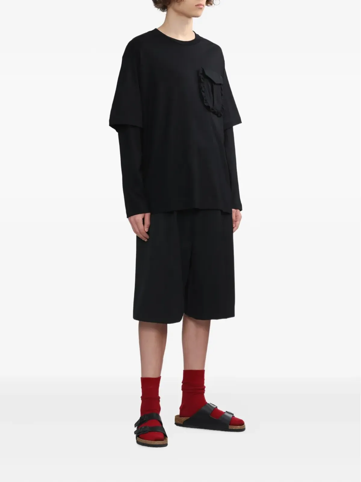 Simone Rocha フリルポケット付きレイヤードTシャツ - 画像2