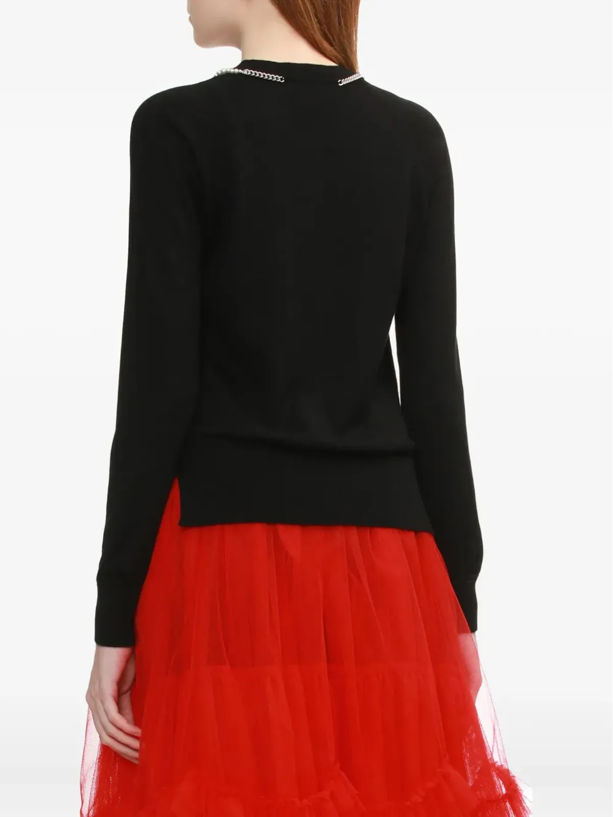 Simone Rocha パールチェーンカーディガン ブラック - 画像3