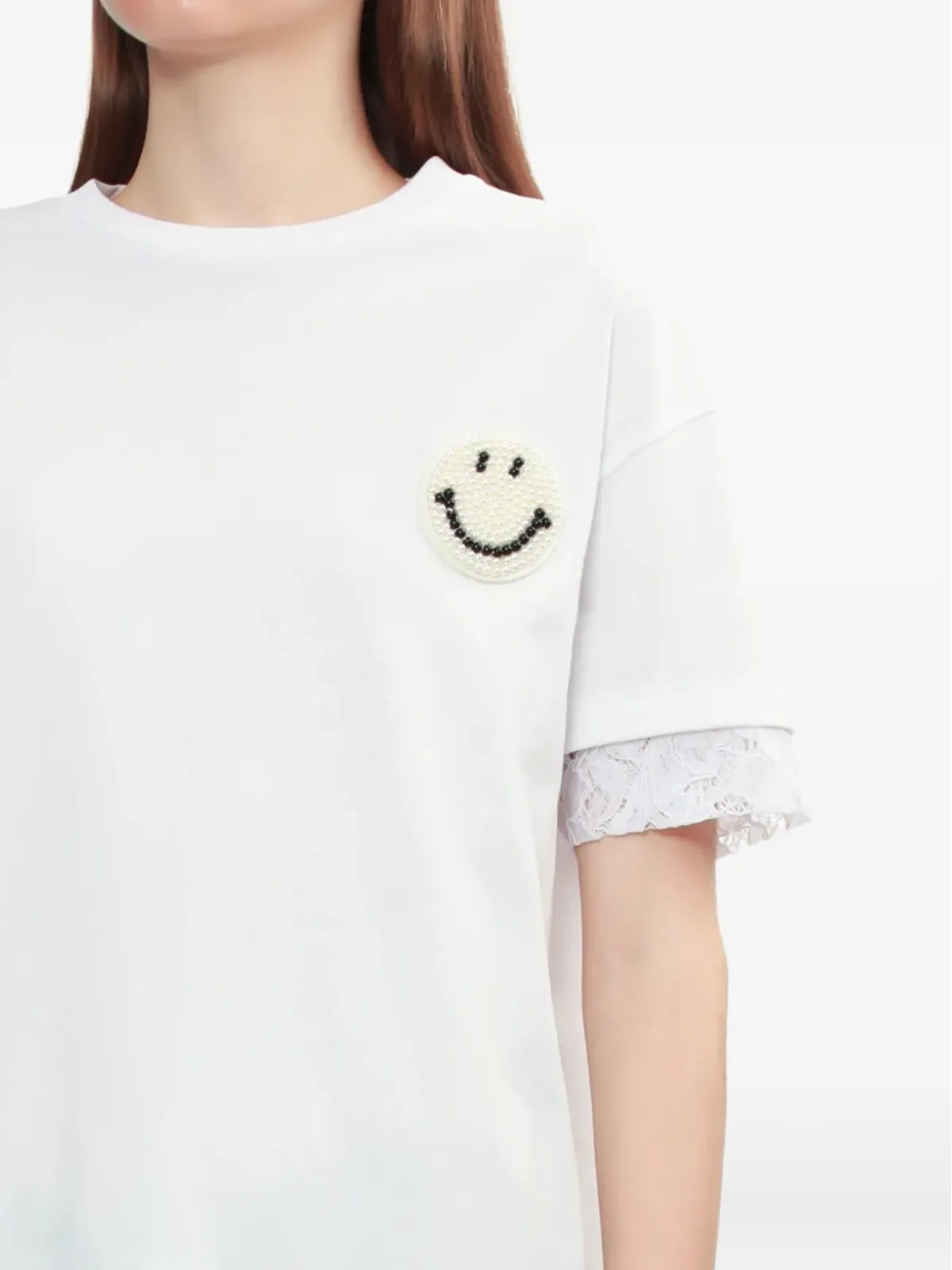 Joshua Sanders レーストリムスマイリーフェイス Tシャツ - 画像5