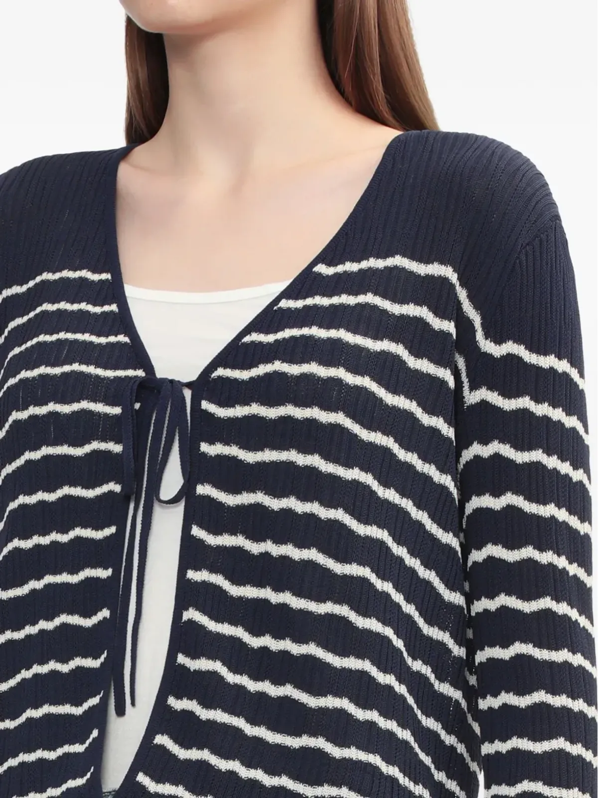 rag & bone タイフロントストライプカーディガン ブルー - 画像5