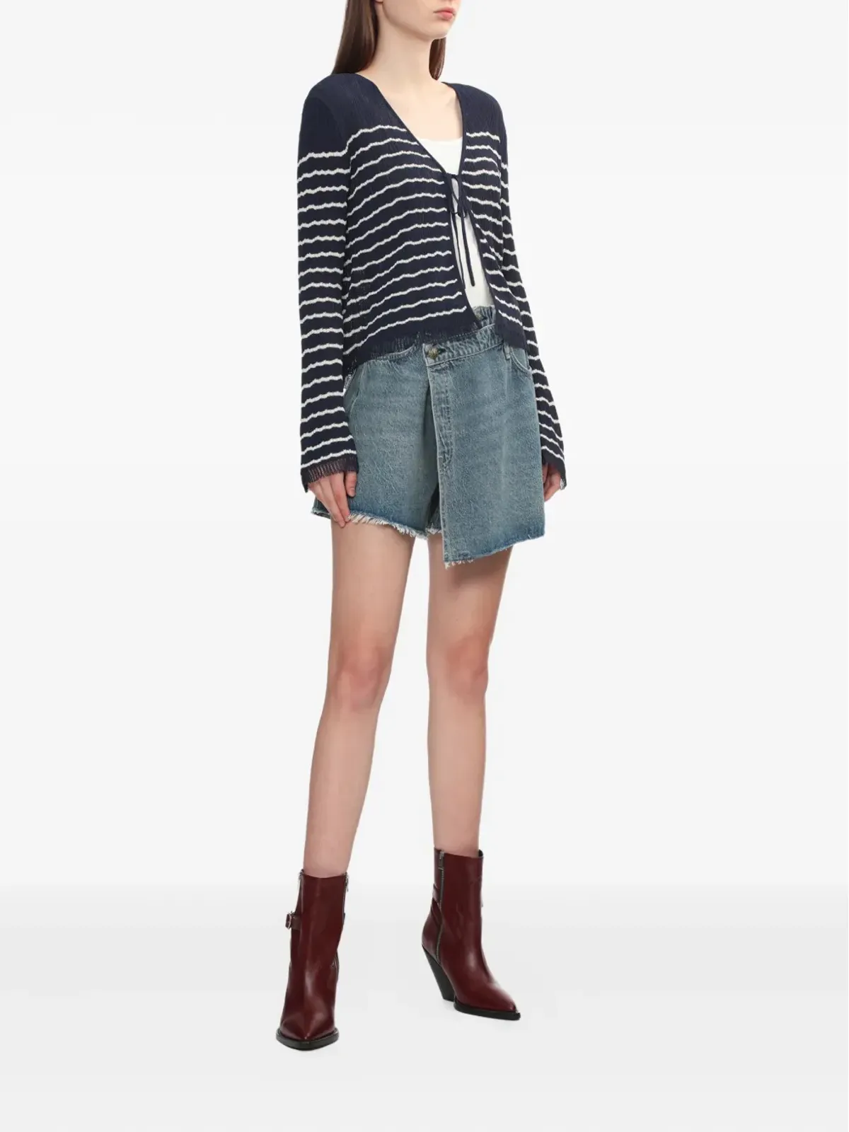 rag & bone タイフロントストライプカーディガン ブルー - 画像2