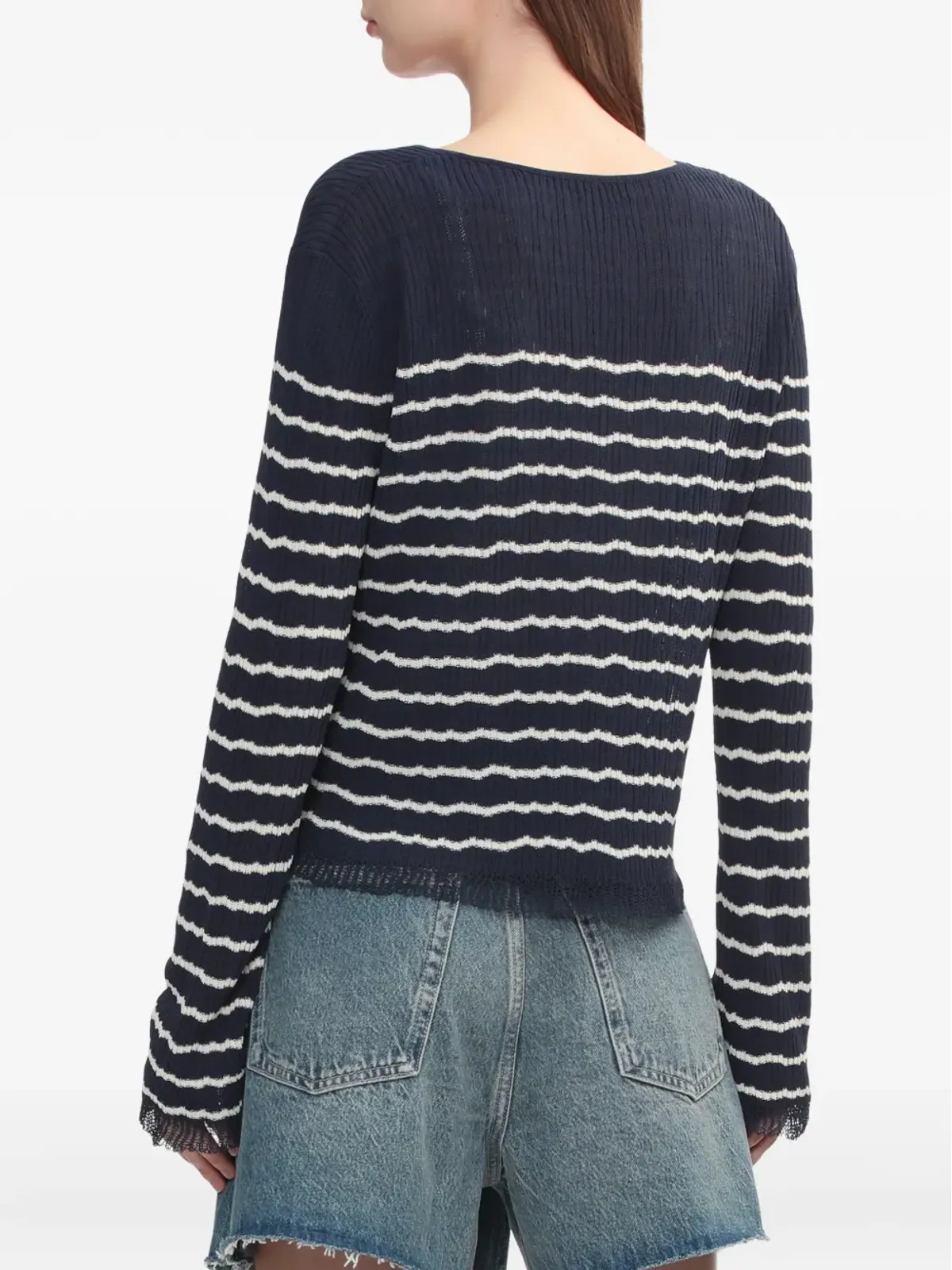 rag & bone タイフロントストライプカーディガン ブルー - 画像4