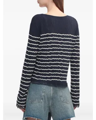 rag & bone タイフロントストライプカーディガン ブルー - サムネイル4