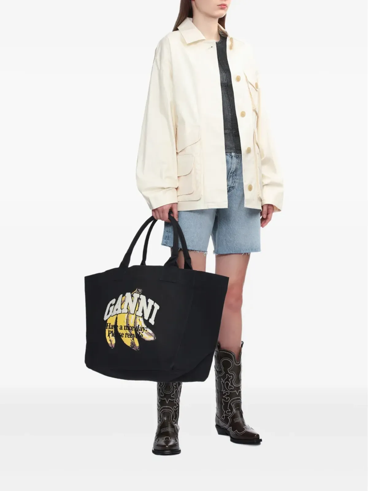 rag & bone デニムプリントパネル入りタンクトップ - 画像2