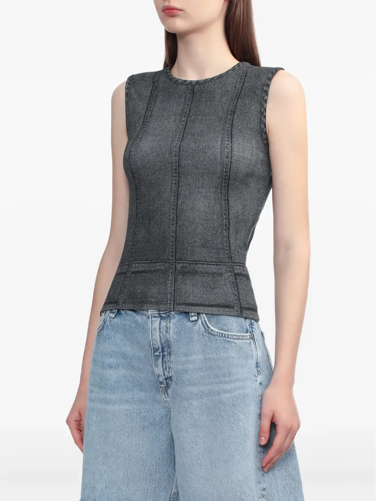rag & bone デニムプリントパネル入りタンクトップ - 画像3