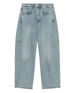 rag & bone Charlie panelled frayed jeans - Blue - サムネイル1