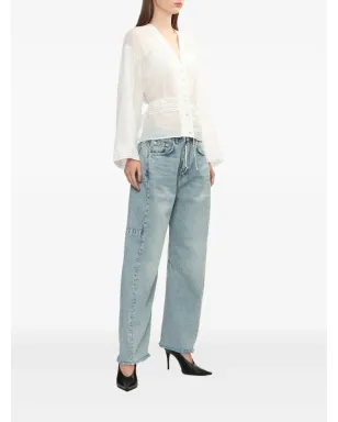 rag & bone Charlie panelled frayed jeans - Blue - サムネイル2