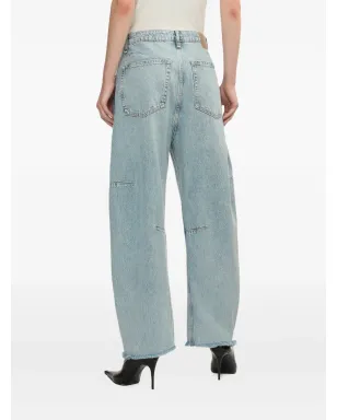 rag & bone Charlie panelled frayed jeans - Blue - サムネイル4