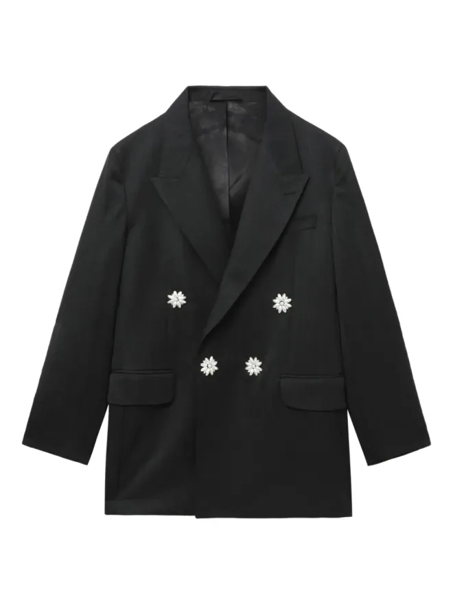 Simone Rocha Simone Rocha 花飾り付きダブルブレストブレザー（グレー）の商品画像