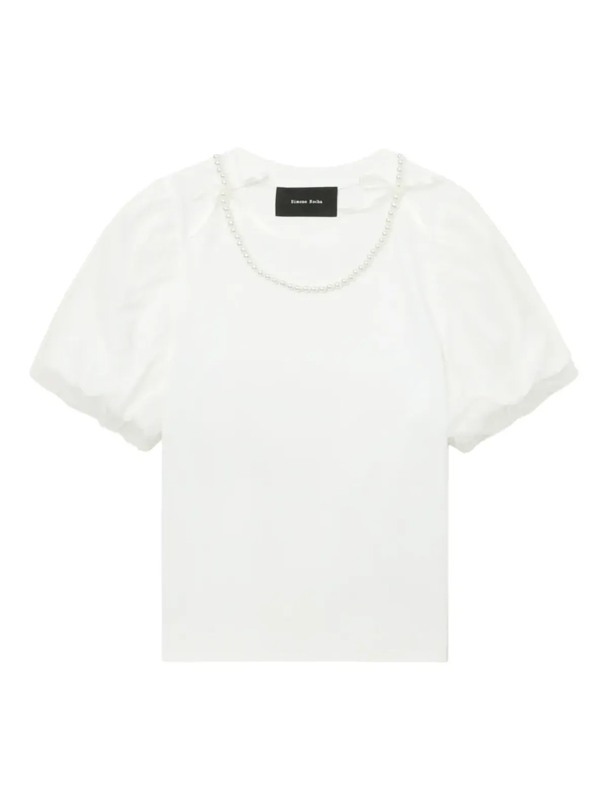 Simone Rocha パール装飾パフスリーブトップ - White - 画像1