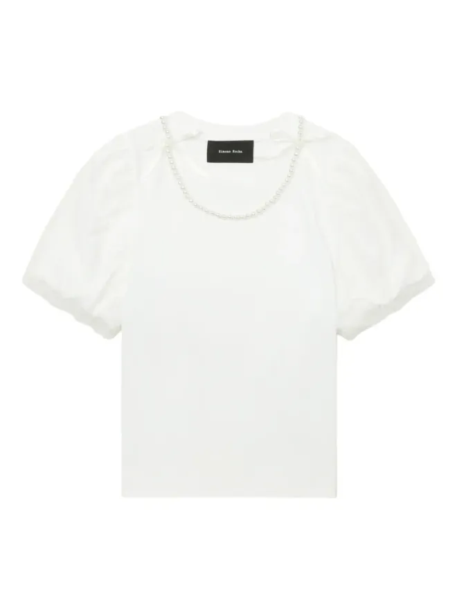 Simone Rocha Simone Rocha パール装飾パフスリーブトップ - Whiteの商品画像
