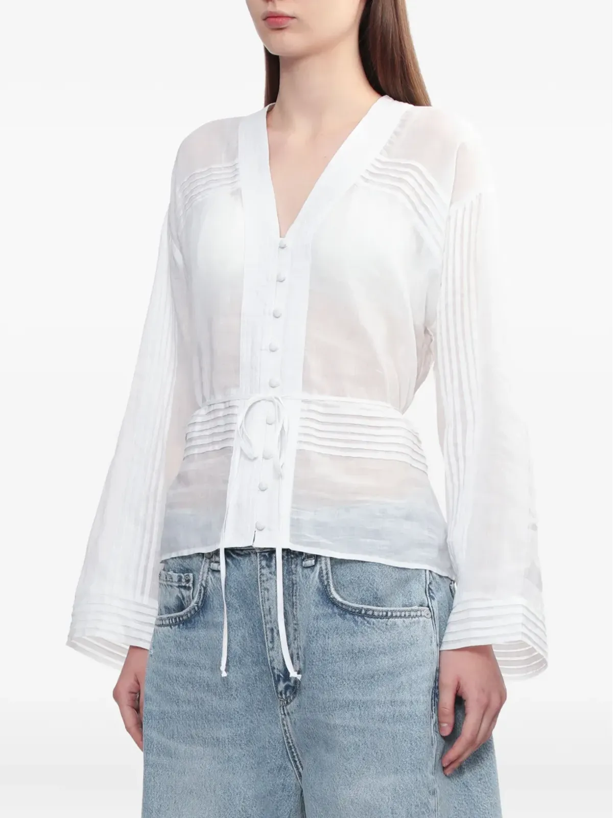 rag & bone ヴィヴィアナ ピンタック Vネック シャツ - 画像3
