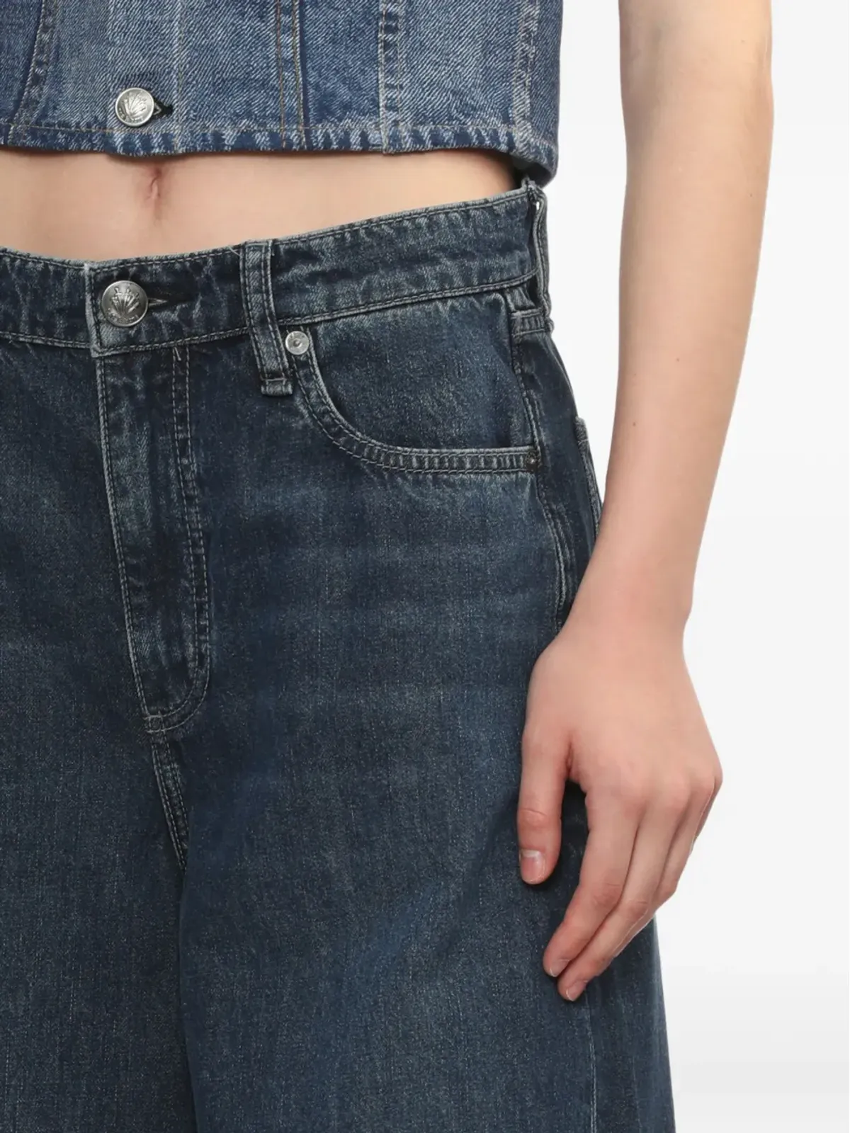 rag & bone ソフィー エンベリッシュドカフ ワイドレッグジーンズ - 画像5