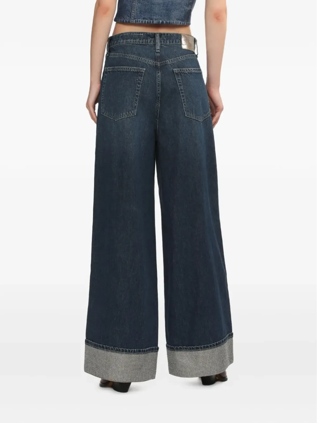 rag & bone ソフィー エンベリッシュドカフ ワイドレッグジーンズ - 画像4