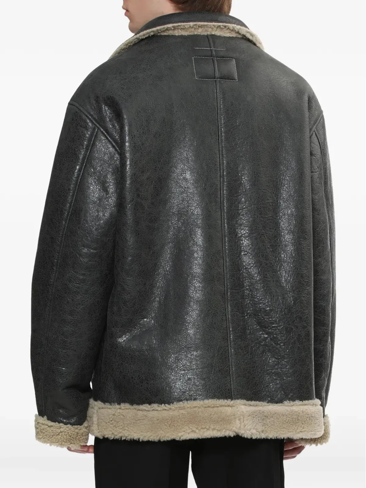 MM6 Maison Margiela ラムスキン シアーリング パネル ジャケット - 画像4