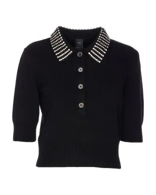 PINKO クリスタルカラーのハーフジップ・クロップドセーター ブラック - サムネイル1