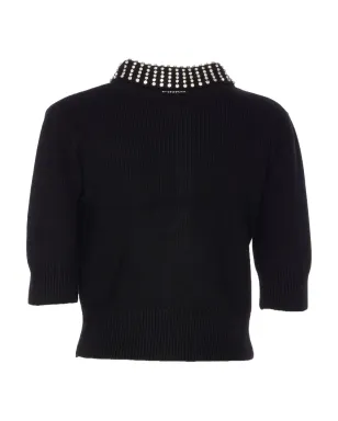 PINKO クリスタルカラーのハーフジップ・クロップドセーター ブラック - サムネイル2