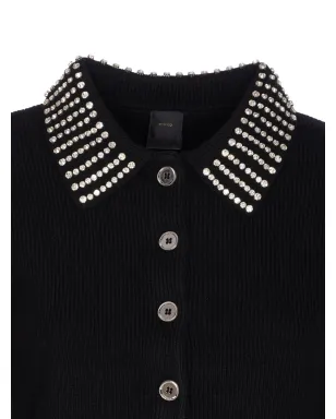 PINKO クリスタルカラーのハーフジップ・クロップドセーター ブラック - サムネイル4