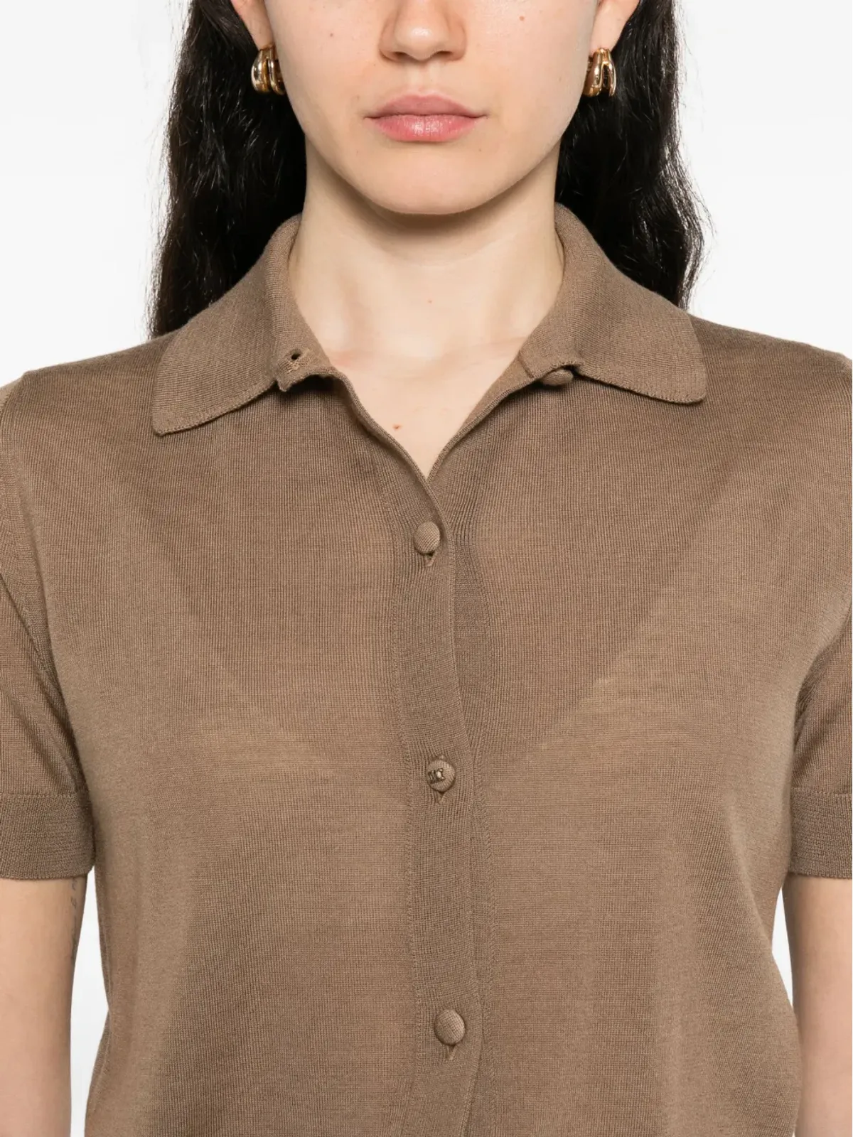 Max Mara ボタンフロント半袖シャツ - 画像5