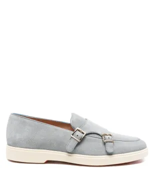 Santoni ダブルバックル・スエード・ローファー - ブルー - サムネイル1