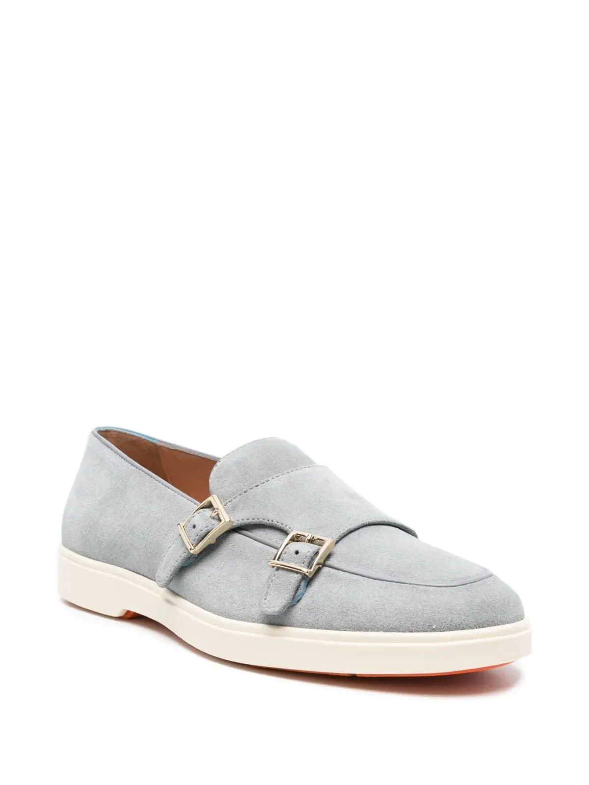 Santoni ダブルバックル・スエード・ローファー - ブルー - 画像2