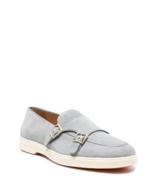 Santoni ダブルバックル・スエード・ローファー - ブルー - サムネイル2