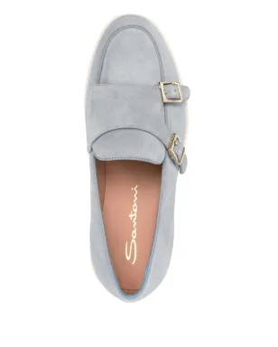 Santoni ダブルバックル・スエード・ローファー - ブルー - サムネイル4