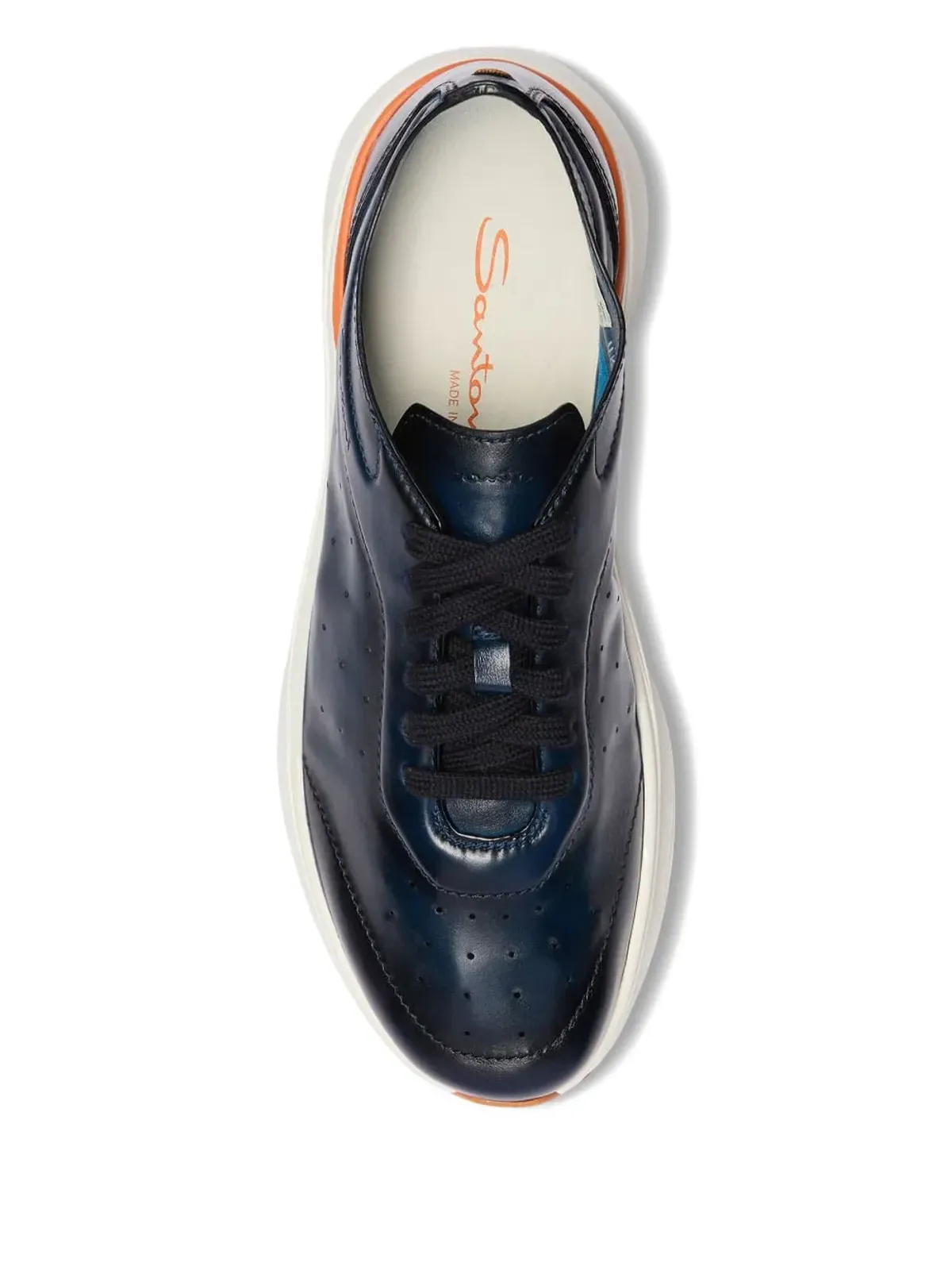 Santoni パンチングレザースニーカー - ブルー - 画像2