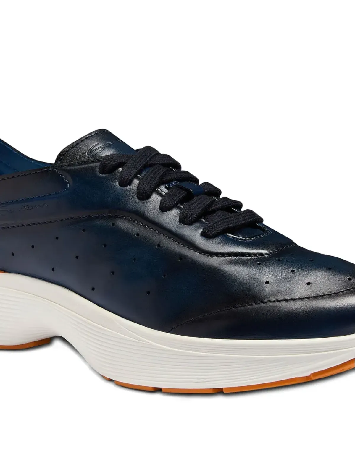 Santoni パンチングレザースニーカー - ブルー - 画像3