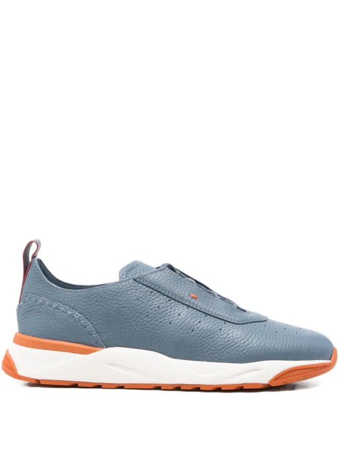 Santoni Santoni パンチングデザイン レザースニーカー ブルーの商品画像