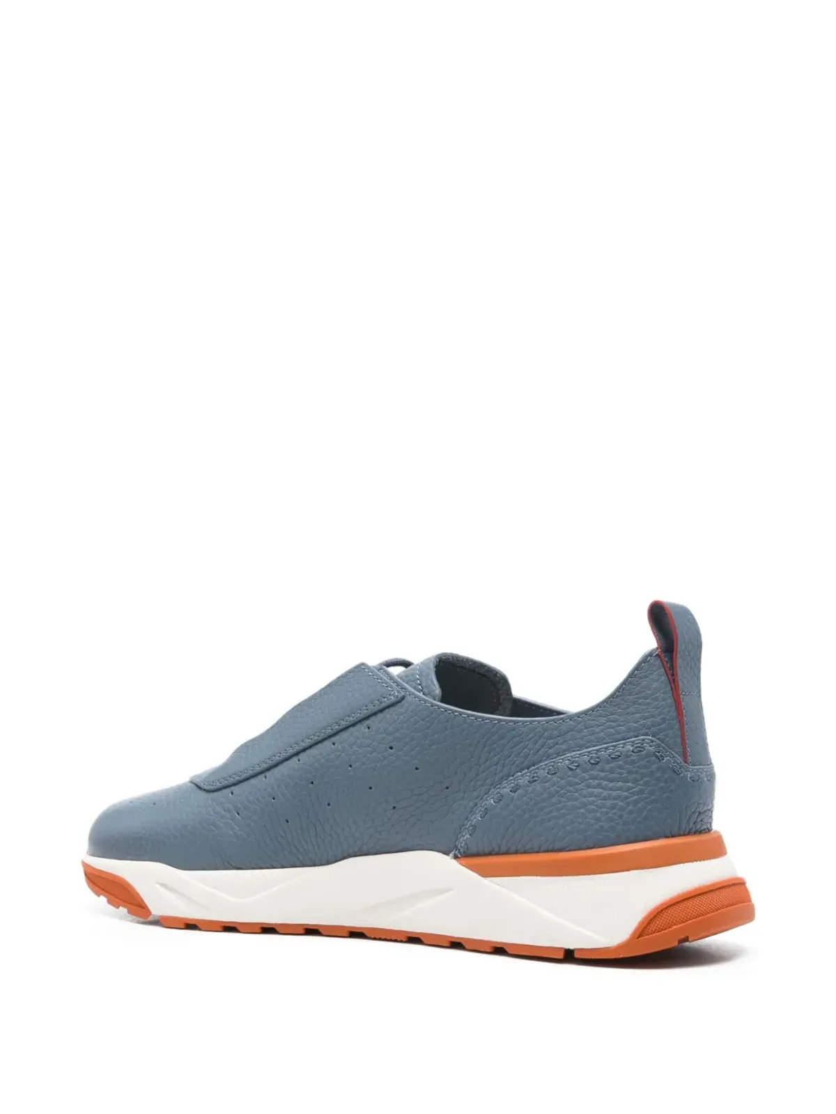 Santoni パンチングデザイン レザースニーカー ブルー - 画像3
